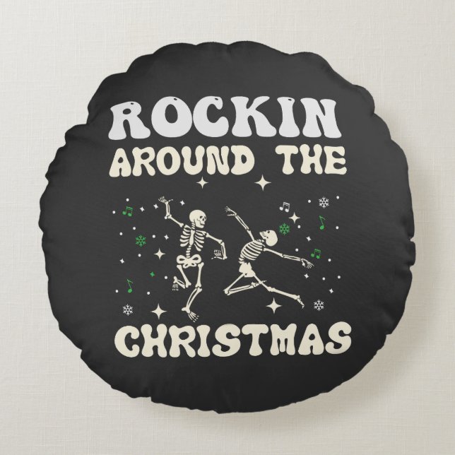 Coussins Ronds Skeleton Christmas Dance (Devant)