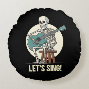 Coussins Ronds Skeleton Guitar - "Chantons !" Squelette musical