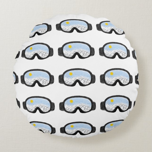 Coussins Ronds Ski Goggles Mountain View Illustration (Devant)