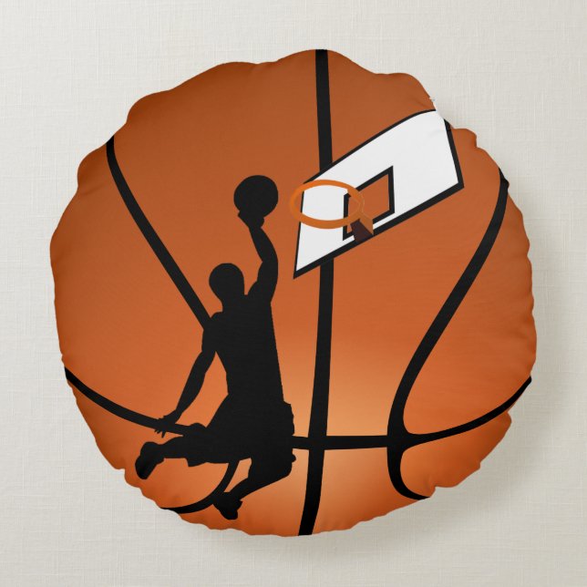 Coussins Ronds Slam Dunk Joueur de basket-ball (Dos)