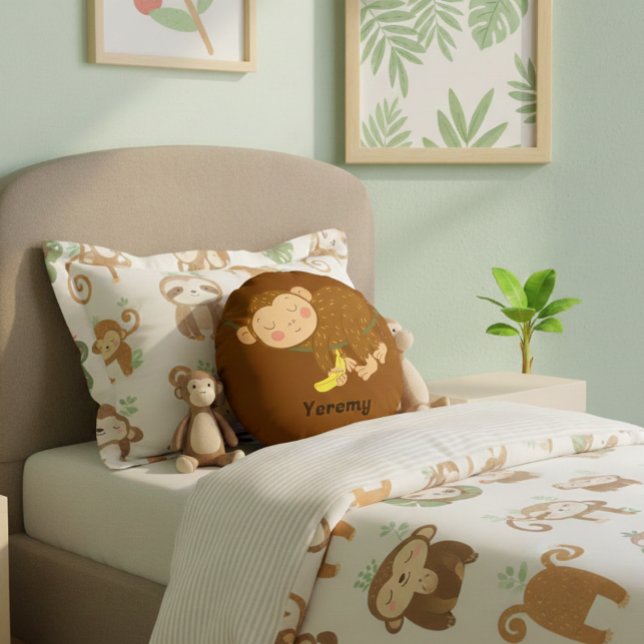 Coussins Ronds Sleeping Monkey Cartoon Round Pillow (Créateur téléchargé)