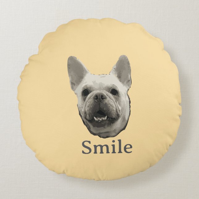 Coussins Ronds Smile French Bulldog Beige (Devant)