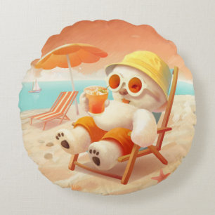 Coussins Ronds Smile Pup : Mode Plage Activé Bichon Frisé Sourian