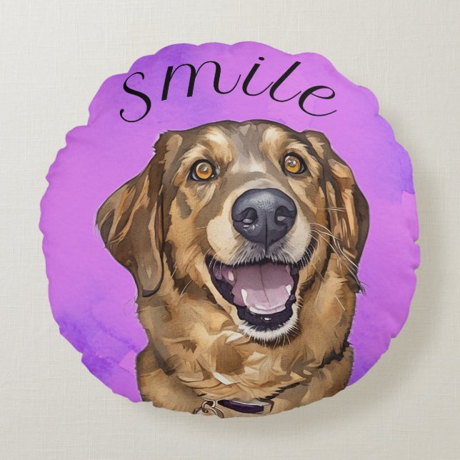 Coussins Ronds Smile With A Puppy keychain Round Pillow (Devant)