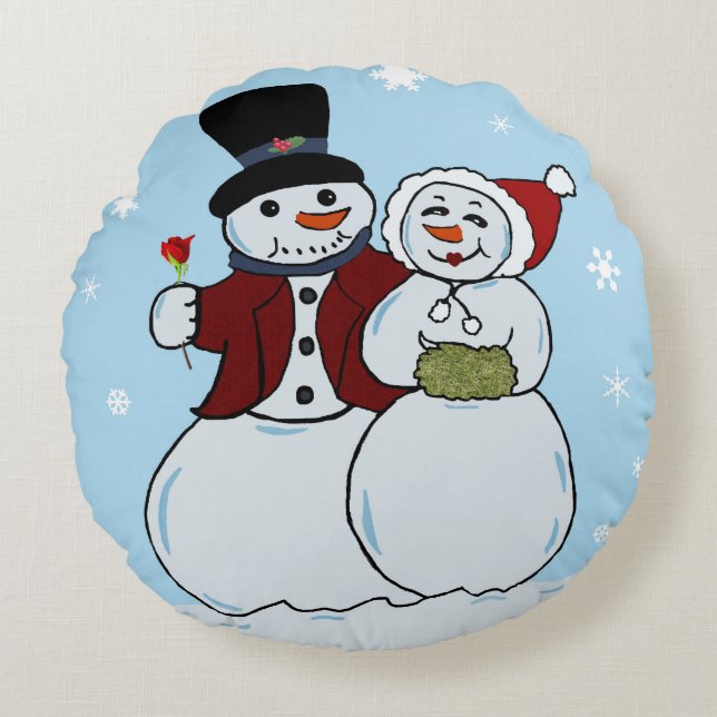 Coussins Ronds Snowcouple (Devant)