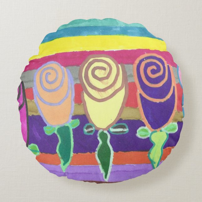 Coussins Ronds Snowie Roses Round Pillow (Devant)