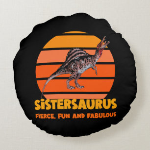 Coussins Ronds Sœurs drôles dinosaure Sœur humour Design
