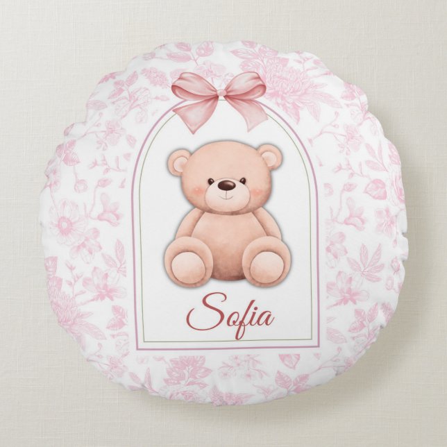 Coussins Ronds Sofia | Conception personnalisée d'ours en peluche (Devant)