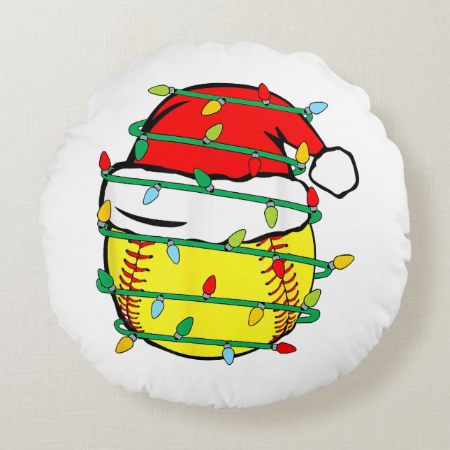 Coussins Ronds Softball de Noël  (Devant)