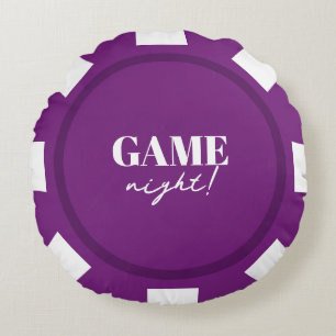 Coussins Ronds Soirée de jeu Jetons de poker violets Fête