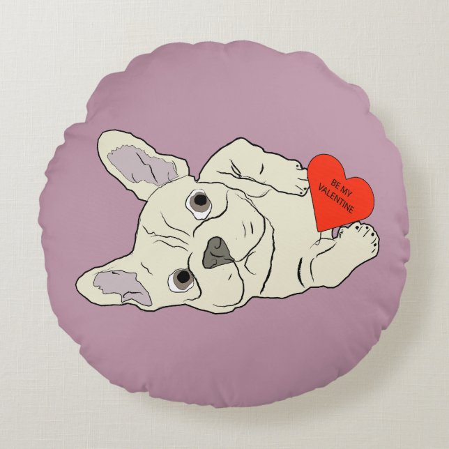 Coussins Ronds Sois mon Valentin, chien (Devant)