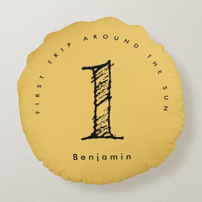 Coussins Ronds soleil 1er anniversaire aquarelle photo soleil (Dos)