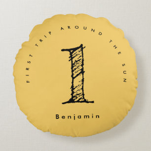 Coussins Ronds soleil 1er anniversaire aquarelle soleil