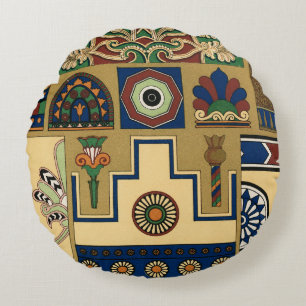 Coussins Ronds Soleil assyrien vintage