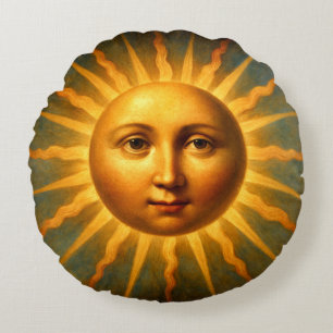 Coussins Ronds Soleil céleste et visage de lune croissante