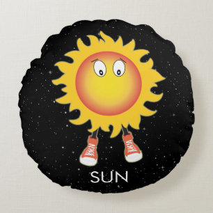 Coussins Ronds Soleil et étoiles dans l'espace