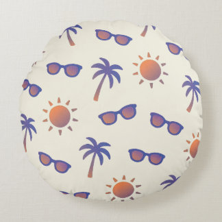 Coussins Ronds Soleil et palmiers