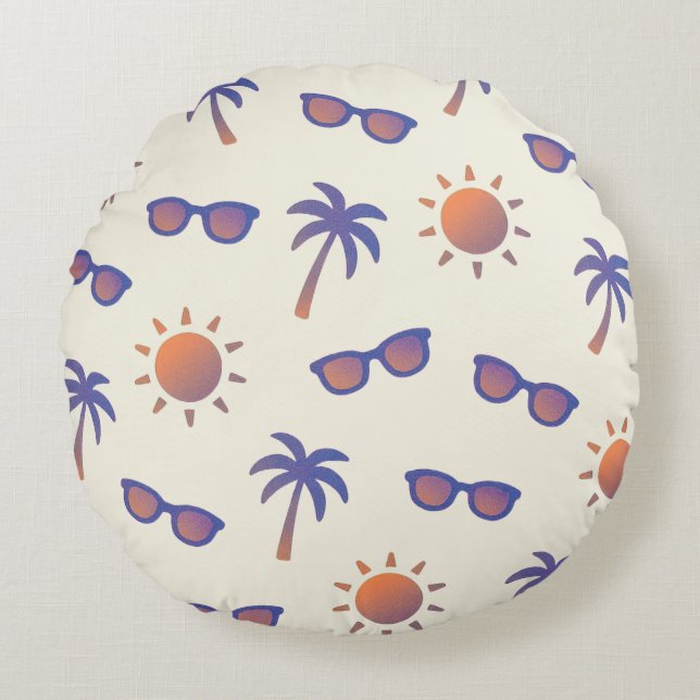 Coussins Ronds Soleil et palmiers (Devant)