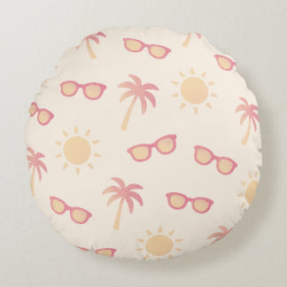 Coussins Ronds Soleil et palmiers