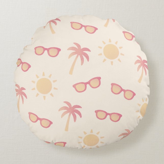 Coussins Ronds Soleil et palmiers (Devant)