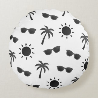 Coussins Ronds Soleil et palmiers