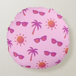 Coussins Ronds Soleil et palmiers
