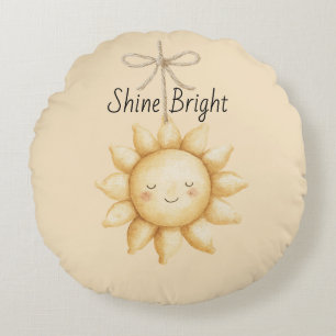 Coussins Ronds Soleil Jaune Heureux