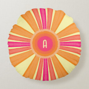 Coussins Ronds Soleil orange et rose