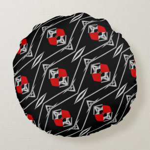 Coussins Ronds Soleil rouge noir blanc zen