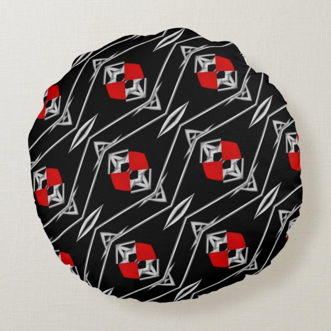 Coussins Ronds Soleil rouge noir blanc zen (Dos)