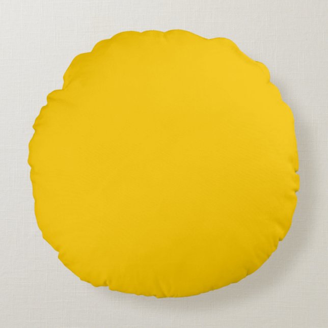 Coussins Ronds solide jaune couleur unie basique (Devant)