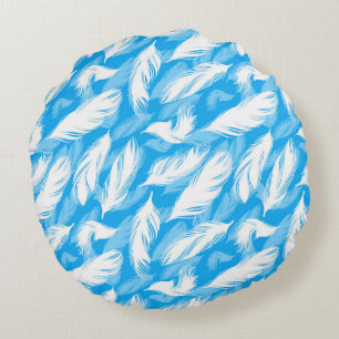 Coussins Ronds Sophisticated Feather Design On A Bright Blue 