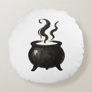 Coussins Ronds Sorcière's Brew – Chaudron minimaliste d'Halloween