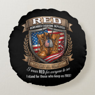 Coussins Ronds Souvenez-vous de tous les militaires déployés Red 