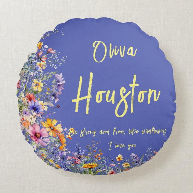 Coussins Ronds Soyez forts et libres, comme des Fleurs sauvages | (Devant)