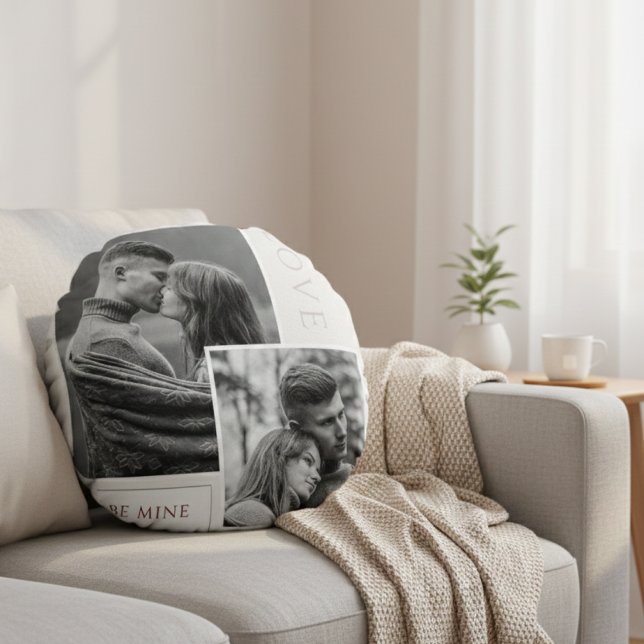 Coussins Ronds Soyez le mien Saint Valentin Couple Photo Love (Créateur téléchargé)
