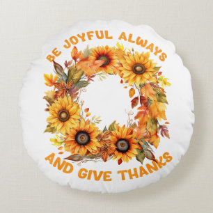 Coussins Ronds Soyez toujours joyeux – Couronne d'automne de Than