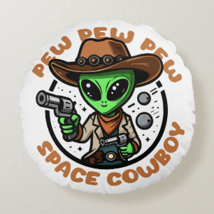 Coussins Ronds Space Cowboy Funny Alien