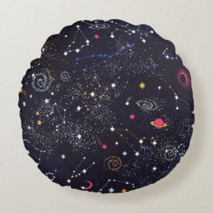 Coussins Ronds Space Galaxy constellation sans couture motif