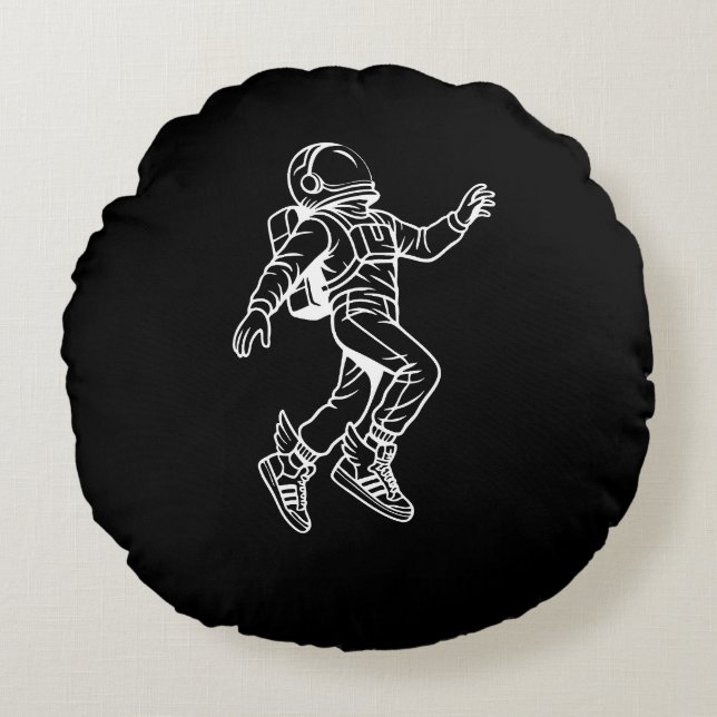 Coussins Ronds Space Kicks : Vol en astronaute ailé (Devant)