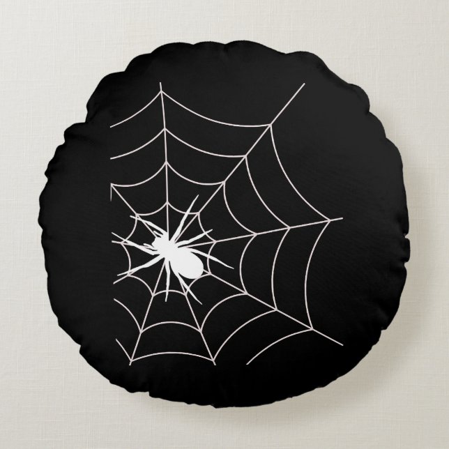 Coussins Ronds Spider Web Grossesse Faire-part Halloween (Devant)