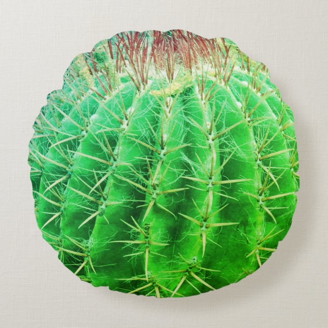 Coussins Ronds Spikey Look Natural Green Cactus (Devant)