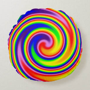 Coussins Ronds Spirale colorée tourbillonnante Couleurs arc-en-ci