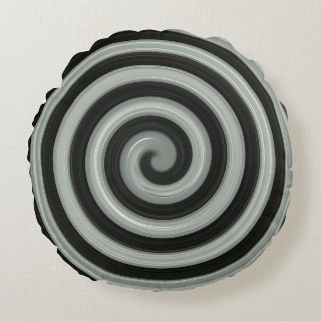 Coussins Ronds spirale noire et grise (Devant)
