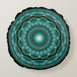 Coussins Ronds Splendide mandala fractal brillant