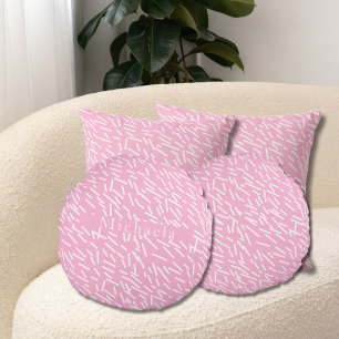 Coussins Ronds Sprinkings blancs sur Arrière - plan rose Nom Text