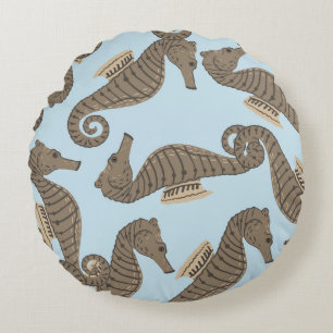 Coussins Ronds Squelette de dinosaure, motif sans soudure grunge.