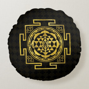 Coussins Ronds Sri d'or Yantra/Sri Chakra