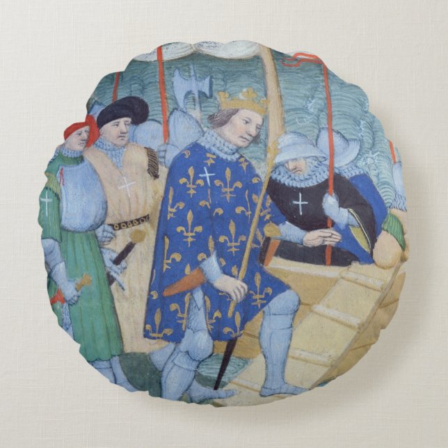 Coussins Ronds St Louis s'embarquant pour les croisades (Devant)