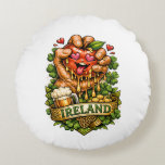 Coussins Ronds St. Patrick’s Day Apple Craze 🍀<br><div class="desc">bold and playful design featuring a love-struck apple being squeezed, surrounded by shamrocks, golden coins, and a frothy mug of beer. Perfect for St. Patrick’s Day apparel, mugs, and festive décor – bringing the luck, laughter, and love of Ireland to life</div>